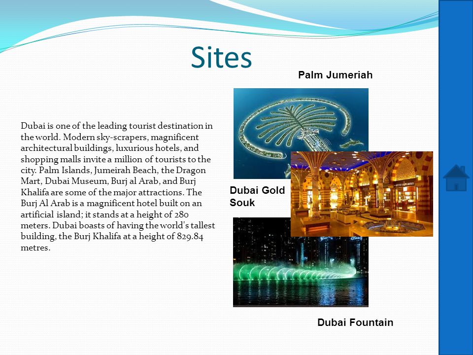 Sites Dubai is one of the leading tourist destination in the world.