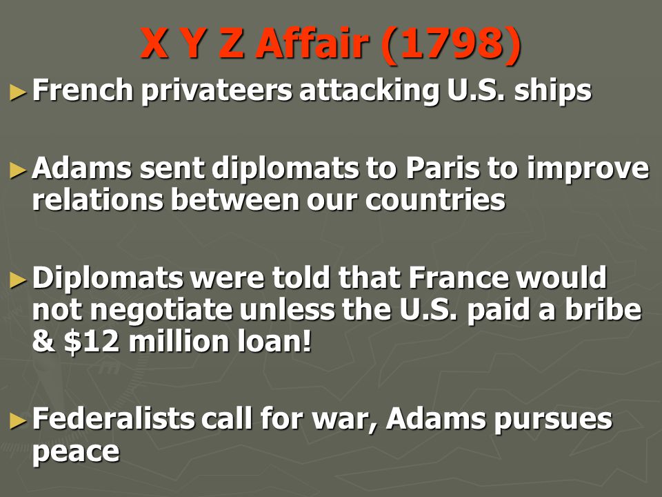 X Y Z Affair (1798) ► French privateers attacking U.S.