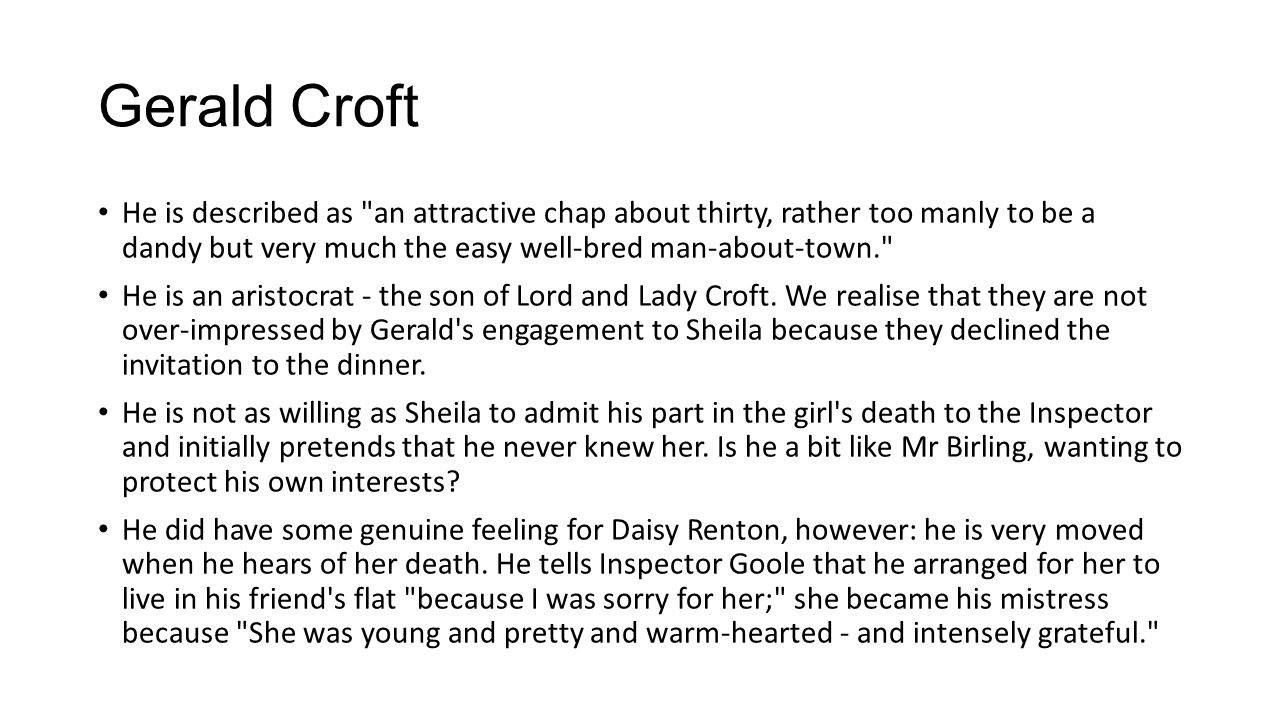 Gerald croft an inspector calls essay