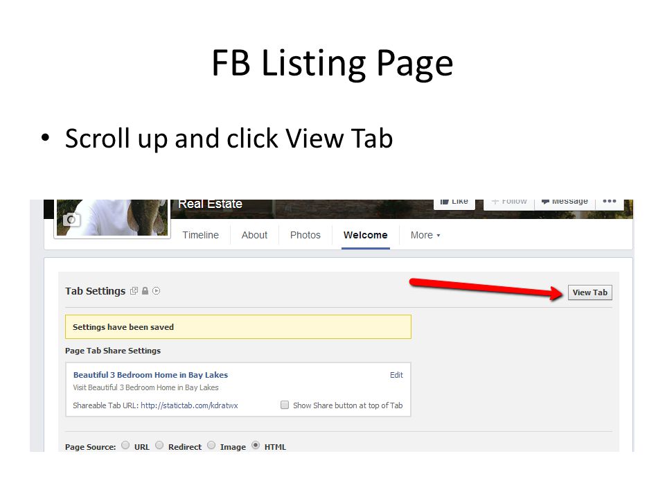 FB Listing Page Scroll up and click View Tab