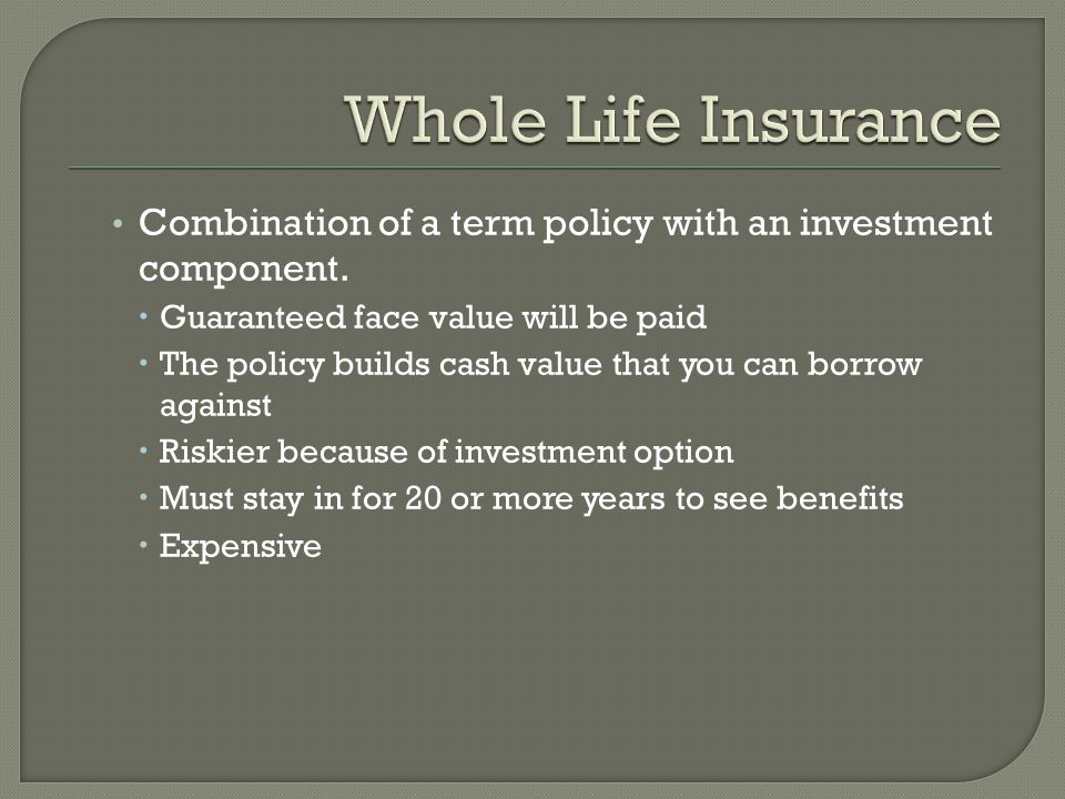 Combination of a term policy with an investment component.