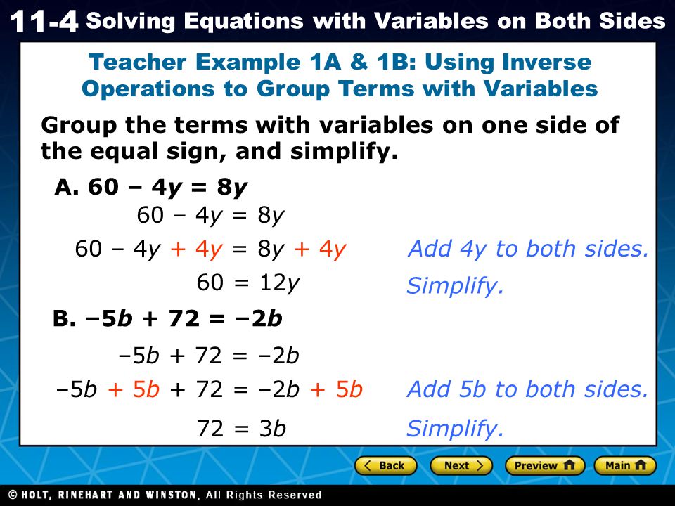 Solving Equation Problems