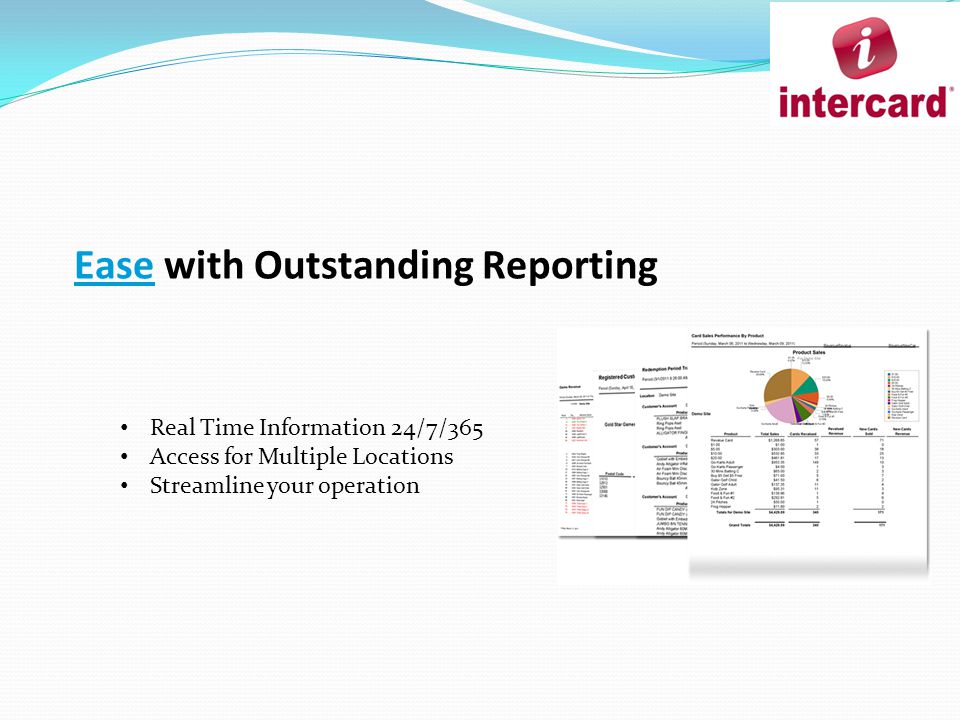 Ease with Outstanding Reporting Real Time Information 24/7/365 Access for Multiple Locations Streamline your operation