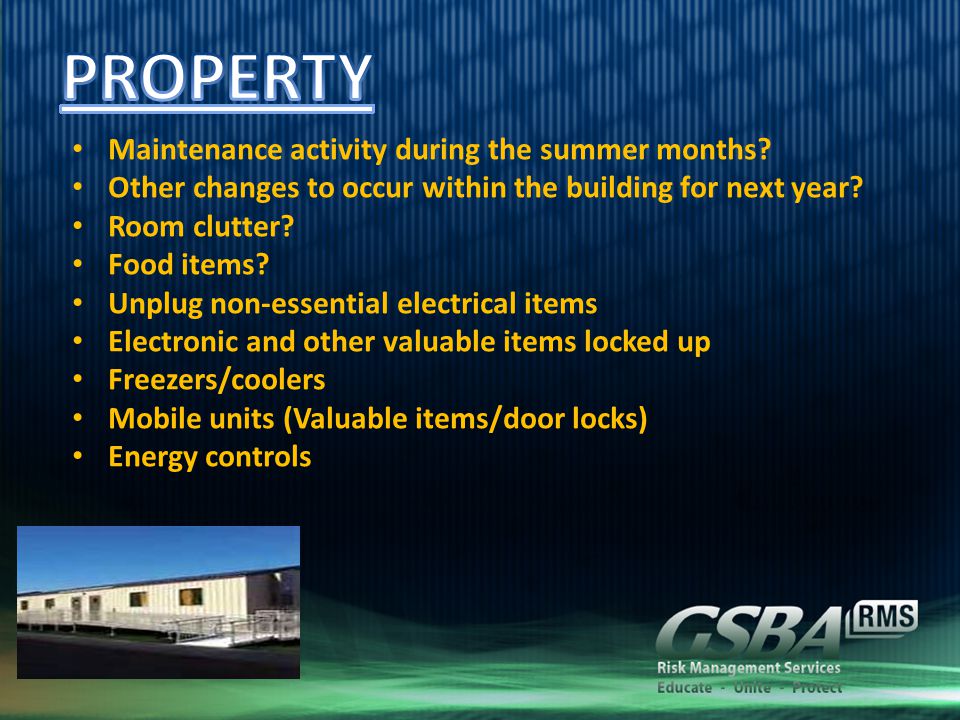 Maintenance activity during the summer months.