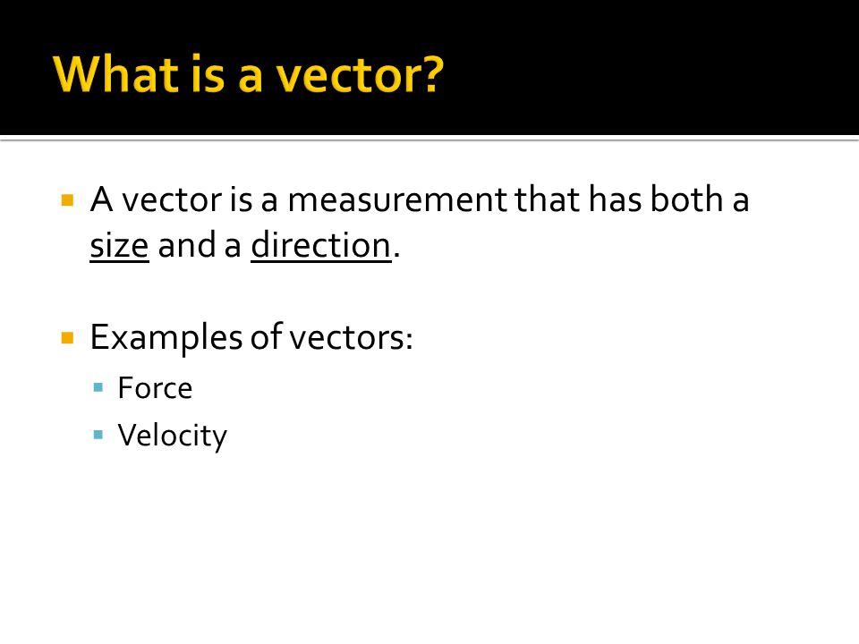  A vector is a measurement that has both a size and a direction.