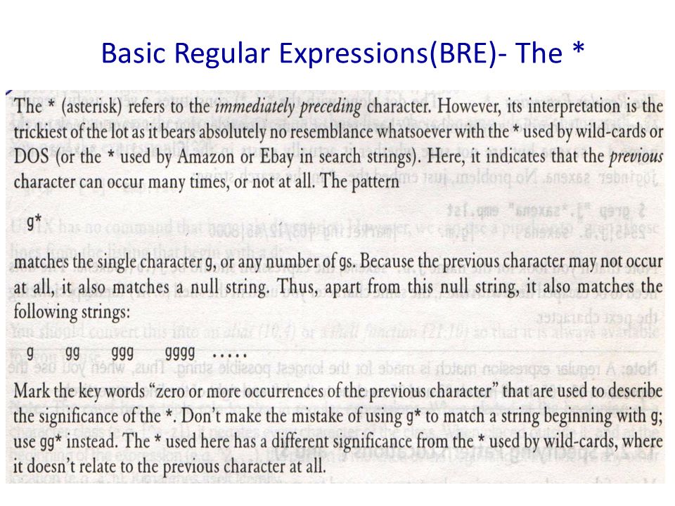 Basic Regular Expressions(BRE)- The *