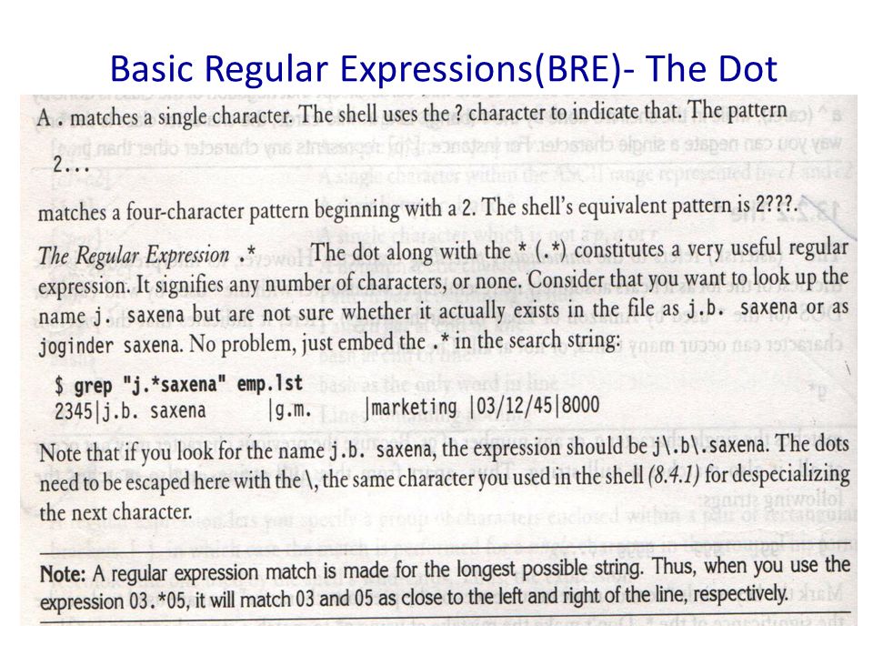 Basic Regular Expressions(BRE)- The Dot