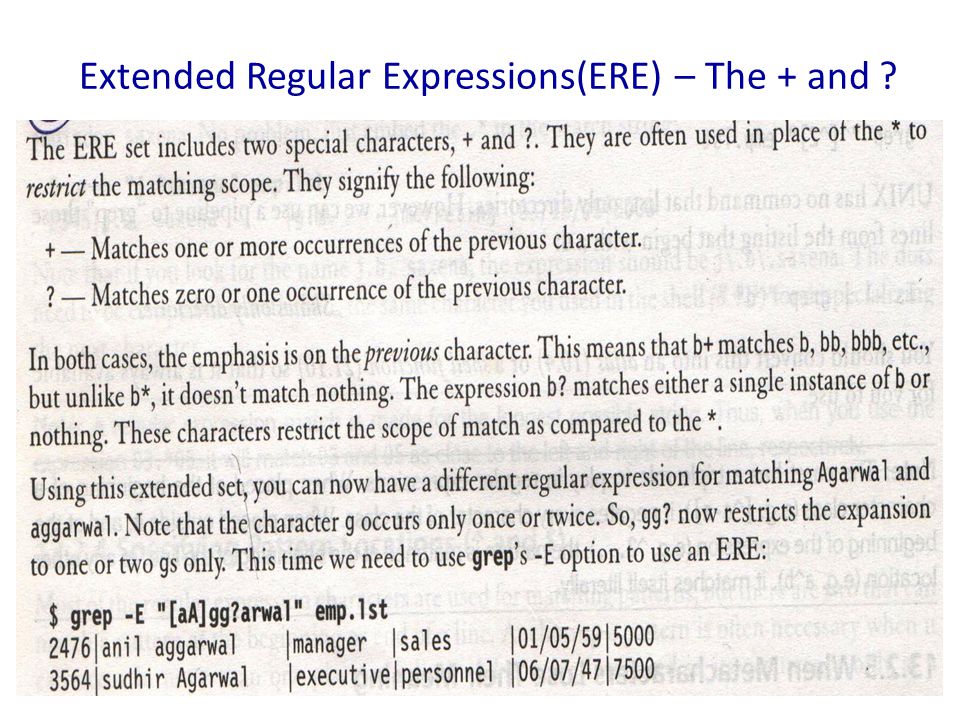 Extended Regular Expressions(ERE) – The + and