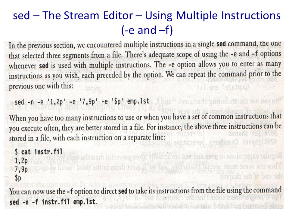 sed – The Stream Editor – Using Multiple Instructions (-e and –f)
