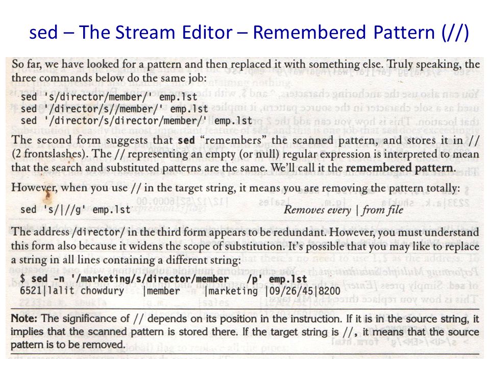 sed – The Stream Editor – Remembered Pattern (//)