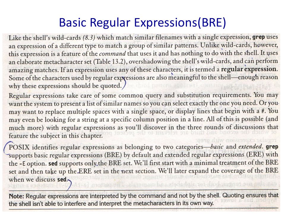 Basic Regular Expressions(BRE)