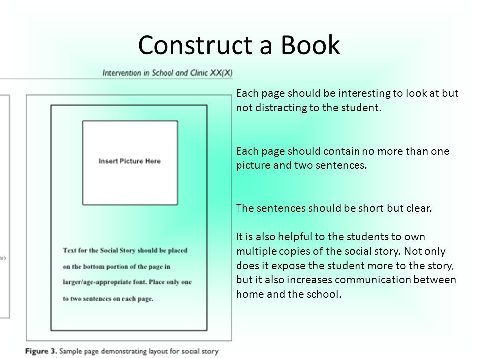 Construct a Book Each page should be interesting to look at but not distracting to the student.