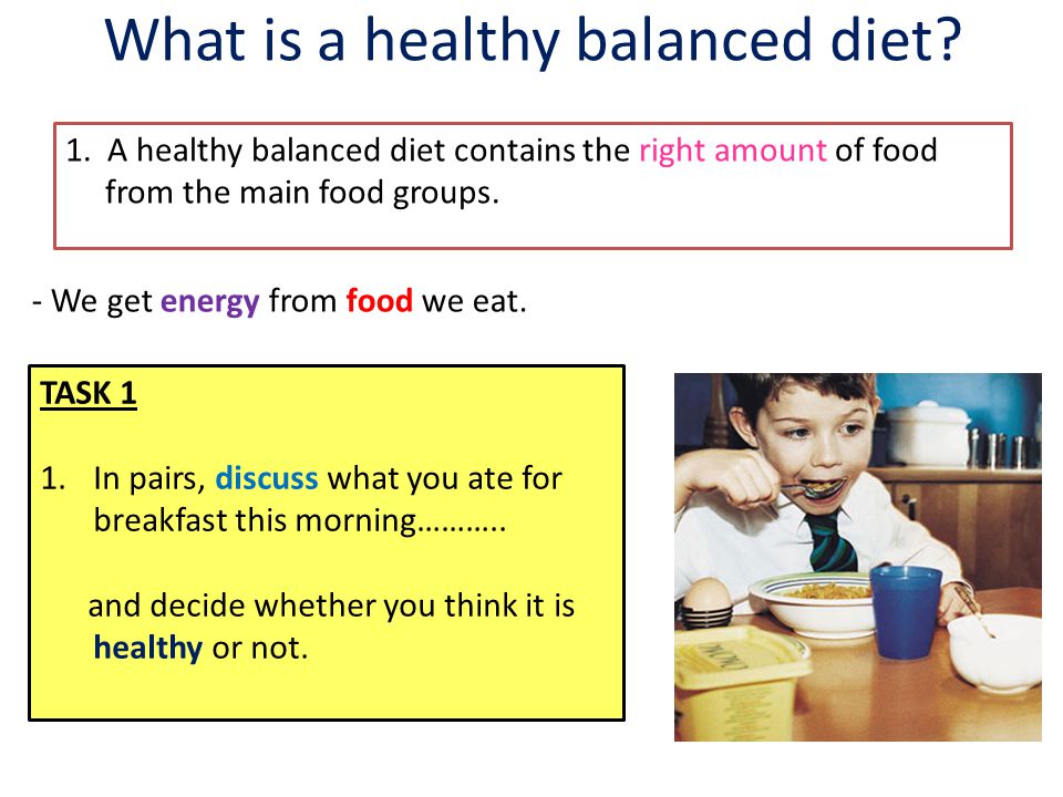 What is a healthy balanced diet. 1.