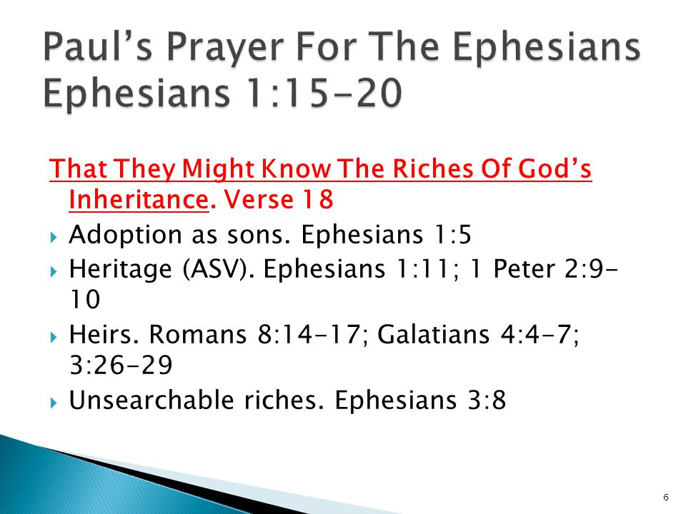 That They Might Know The Riches Of God’s Inheritance.
