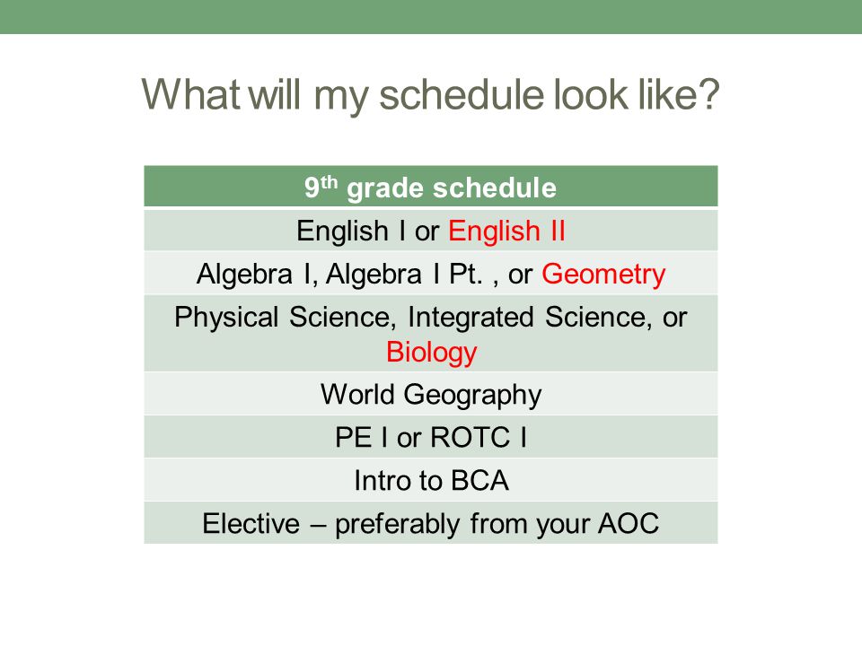 What will my schedule look like.