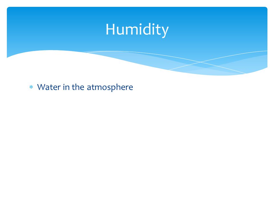  Water in the atmosphere Humidity