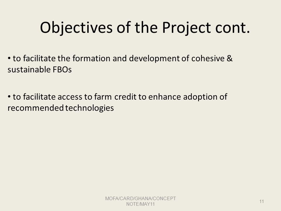 Objectives of the Project cont.