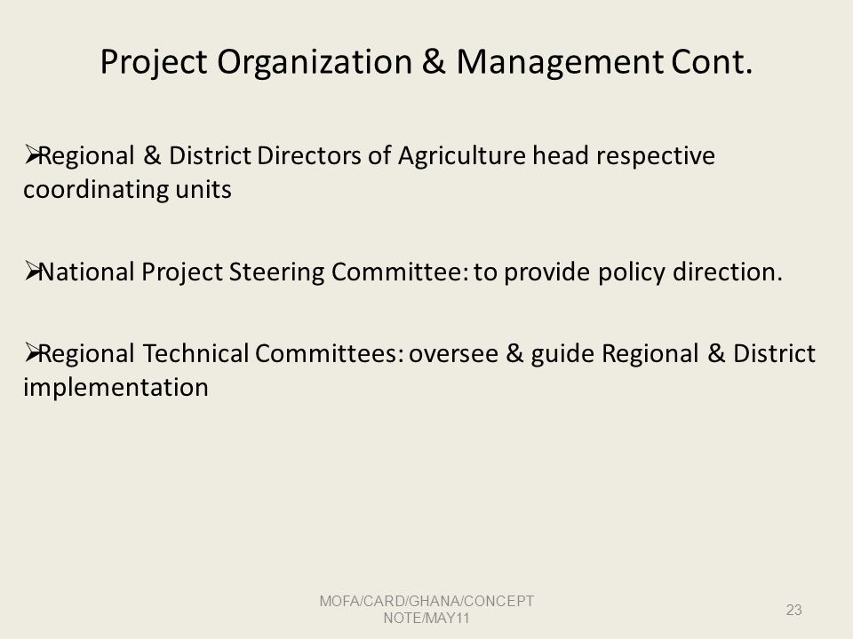 Project Organization & Management Cont.
