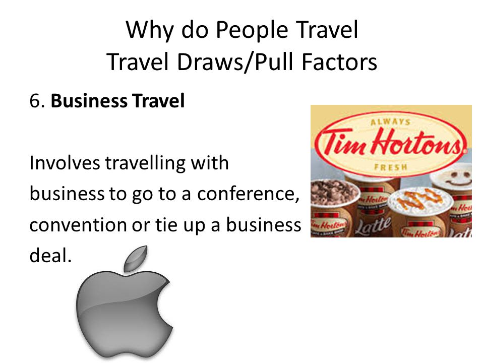 Why do People Travel Travel Draws/Pull Factors 6.