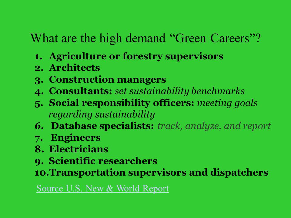 What are the high demand Green Careers .