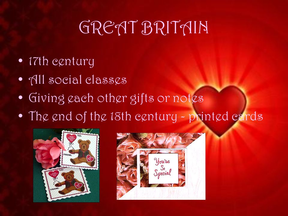 GREAT BRITAIN 17th century All social classes Giving each other gifts or notes The end of the 18th century - printed cards