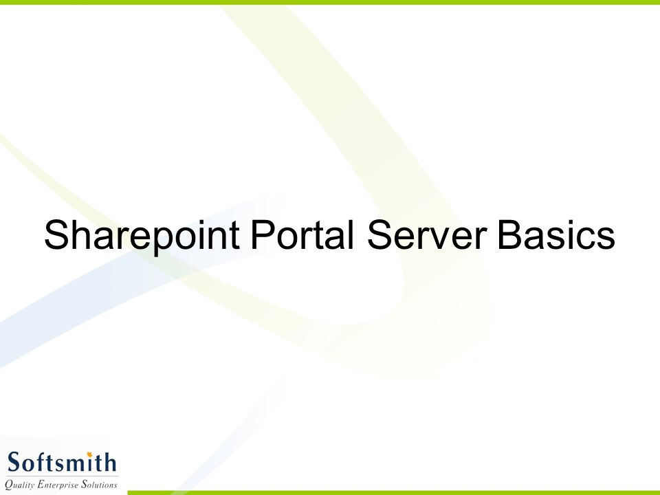 Sharepoint Portal Server Basics