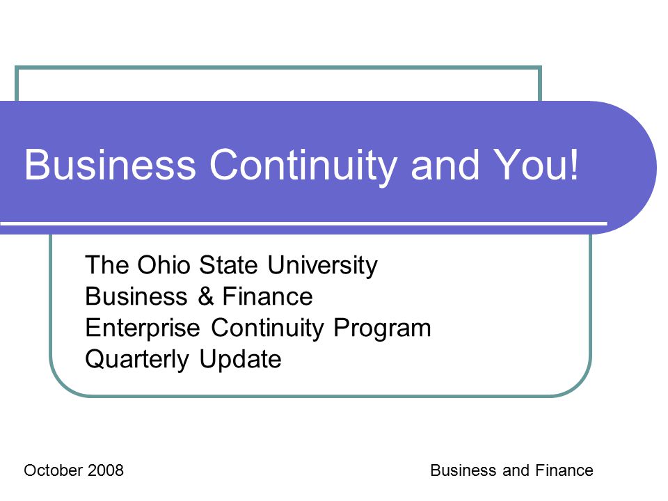 Business Continuity and You.