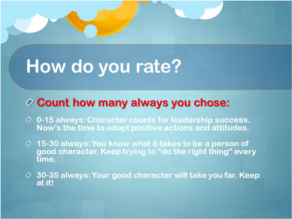 How do you rate.