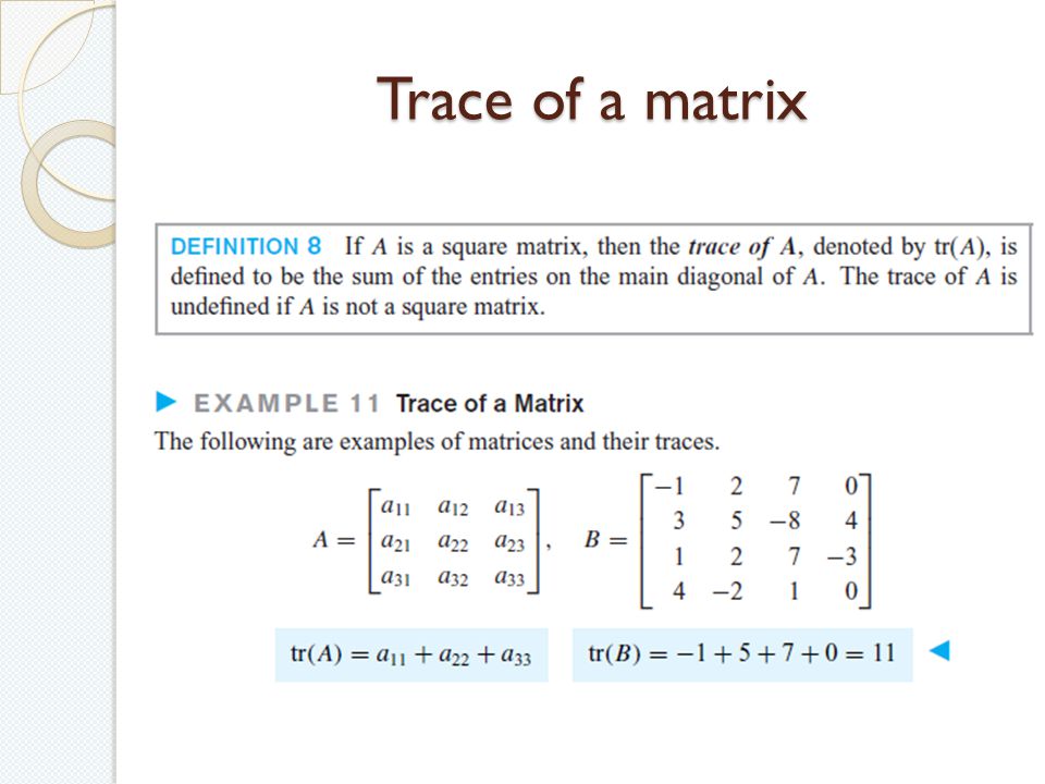 Trace of a matrix