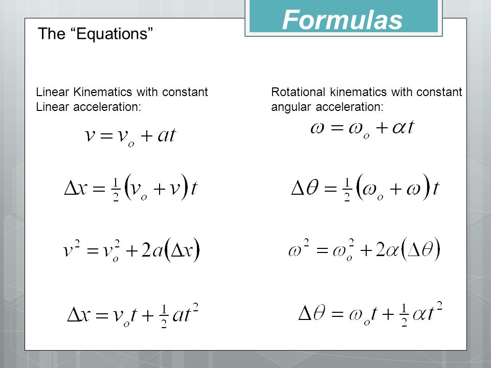 Rotational Kinematics Serway Chapters Table Of Contents 1 4 The Equations