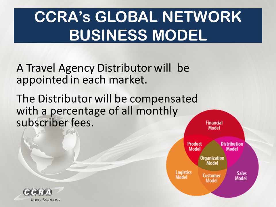 CCRA’s GLOBAL NETWORK BUSINESS MODEL with a percentage of all monthly subscriber fees.