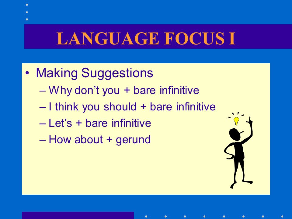 OBJECTIVES To give oral fluency practice To give practice in making & responding to suggestions