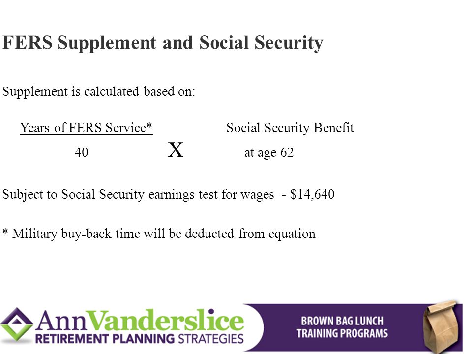 Maximizing Your Federal Fers Benefits Presented For Colorado 64 Supplement