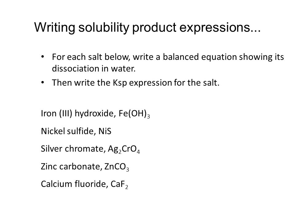A Salt Baso 4 S Is Placed In Water At First The Only Process Writing Solubility Product Expressions