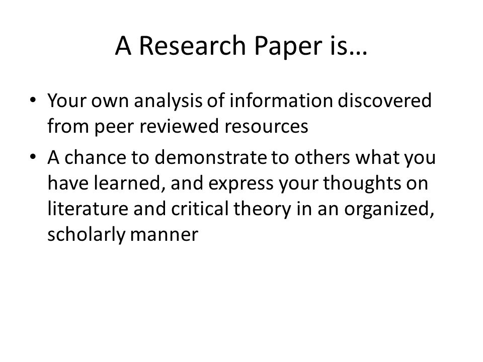Preparing A Research Paper