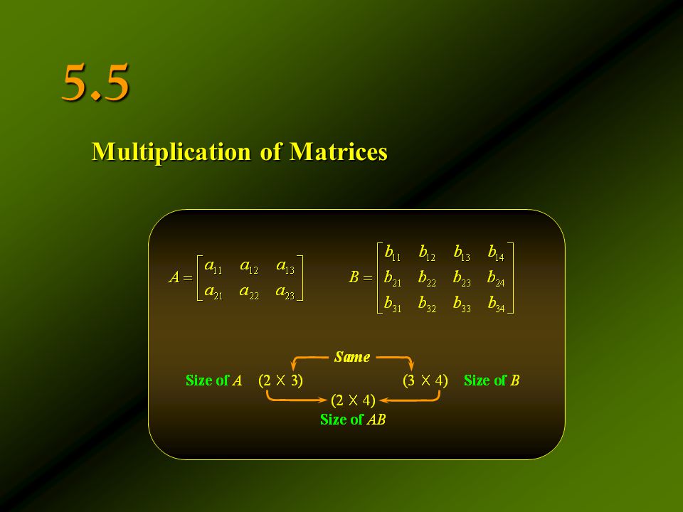 5.5 Multiplication of Matrices