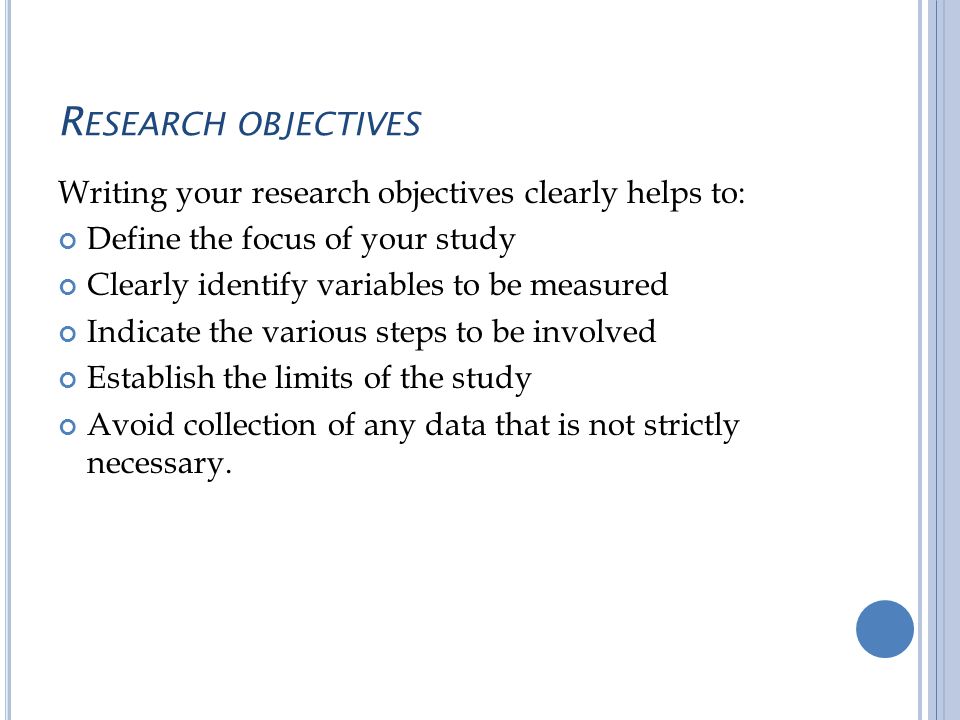 research objectives examples