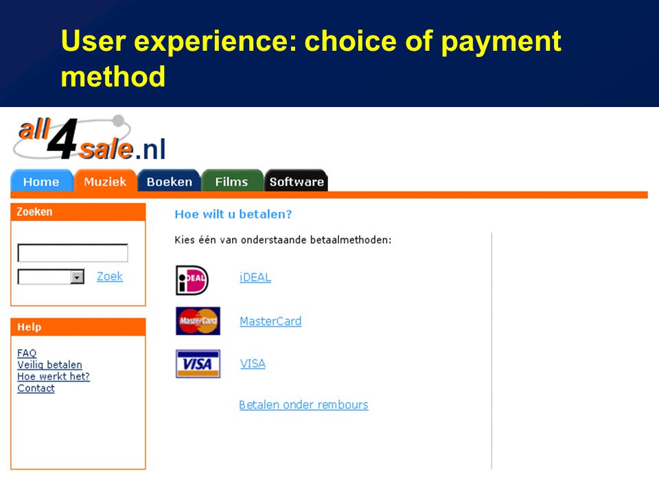 De Nederlandsche Bank Eurosysteem User experience: choice of payment method