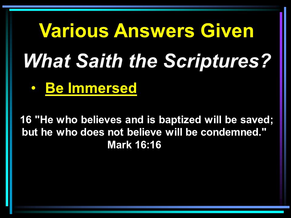 Various Answers Given What Saith the Scriptures.