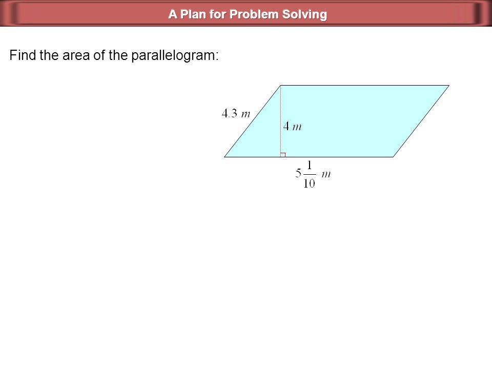 Find the area of the parallelogram: