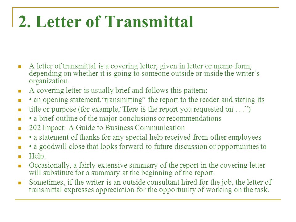 sample letter of transmittal