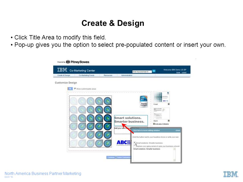 North America Business Partner Marketing CCW ‘10 Click Title Area to modify this field.