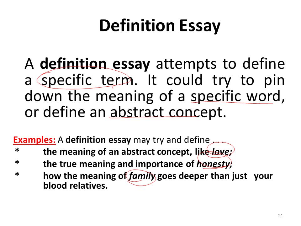 Abstract definition essay examples