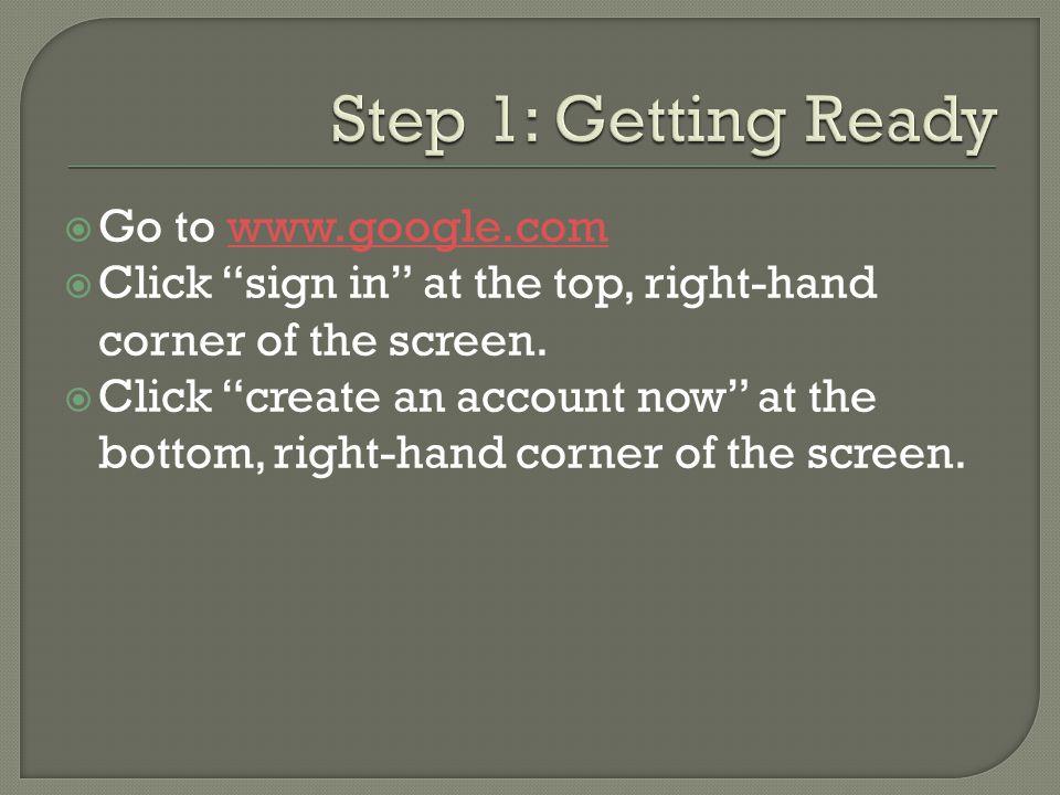  Go to    Click sign in at the top, right-hand corner of the screen.