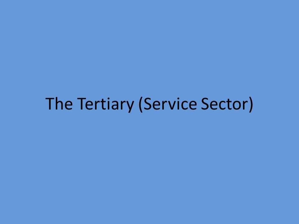 The Tertiary (Service Sector)