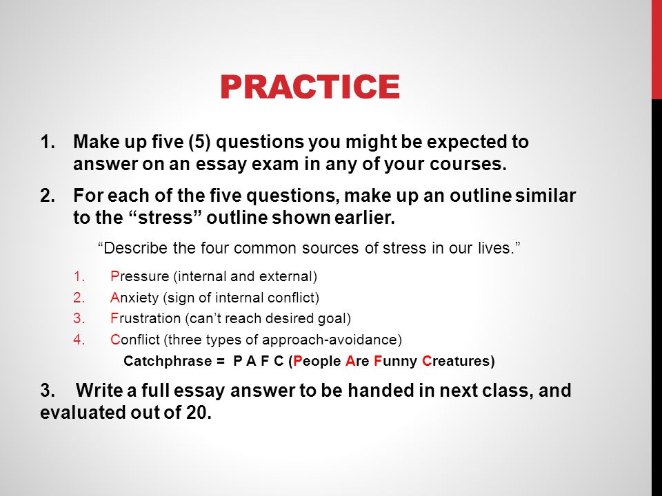 taking essay exams Is this a trick question a short guide to writing effective test questions designed & developed by: ben clay kansas curriculum center essay test taking tips. taking essay exams Is this a trick question a short guide to writing effective test questions designed & developed by: ben clay kansas curriculum center essay test taking tips.