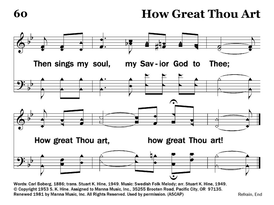 R-End – How Great Thou Art Refrain, End 60