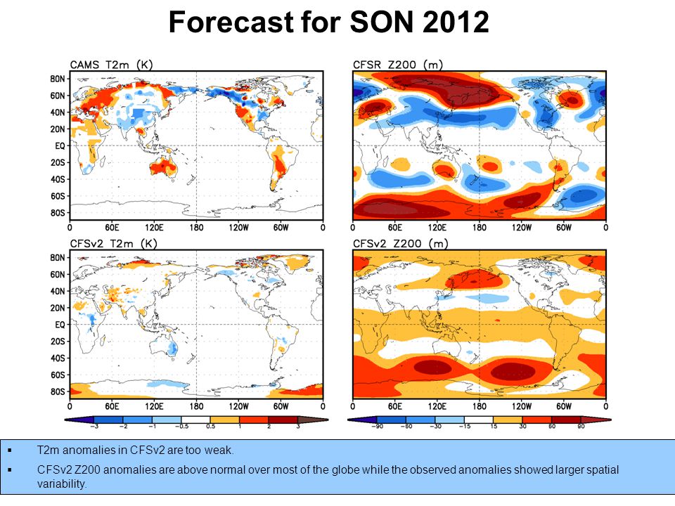 16 Forecast for SON 2012  T2m anomalies in CFSv2 are too weak.