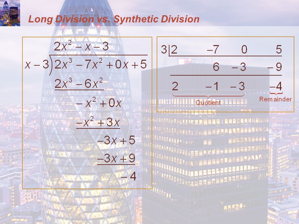 Long Division vs. Synthetic Division