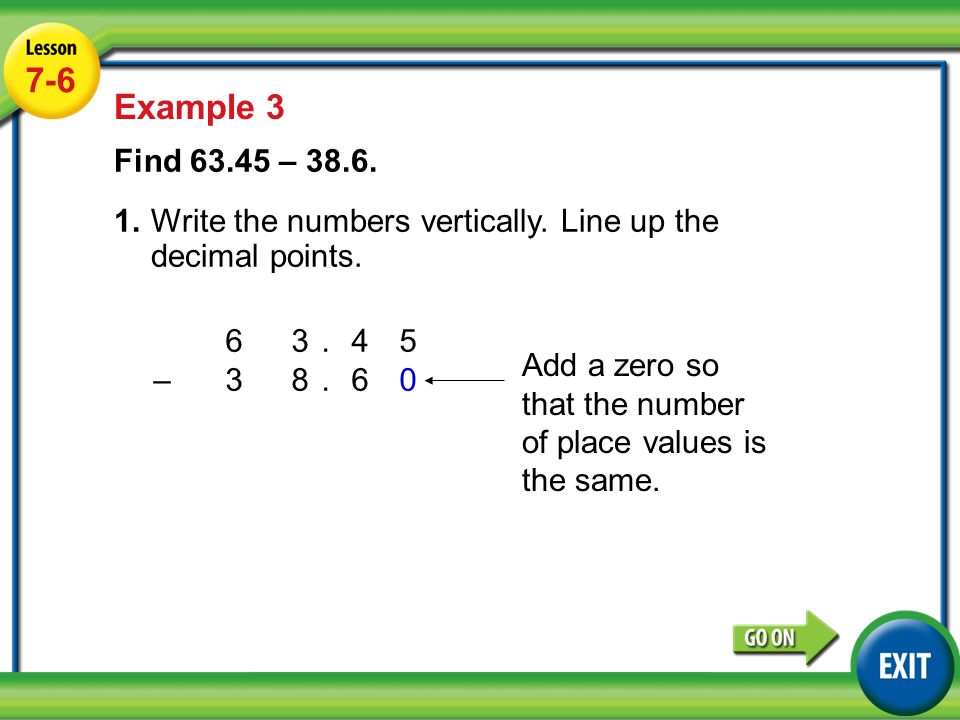 63.45 – Lesson 4-6 Example Example 3 Find – 38.6.